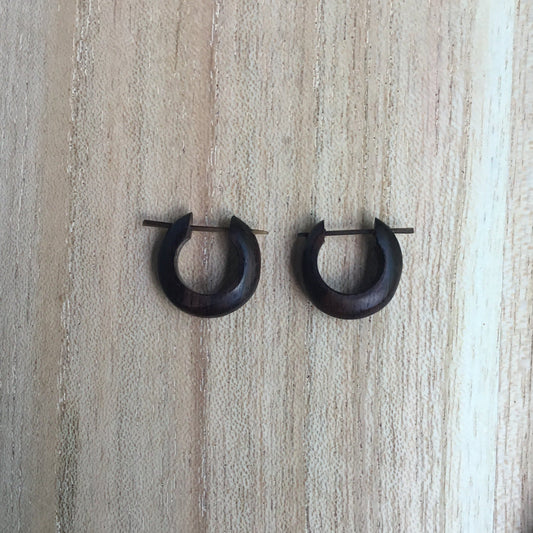 wood earrings, hoop