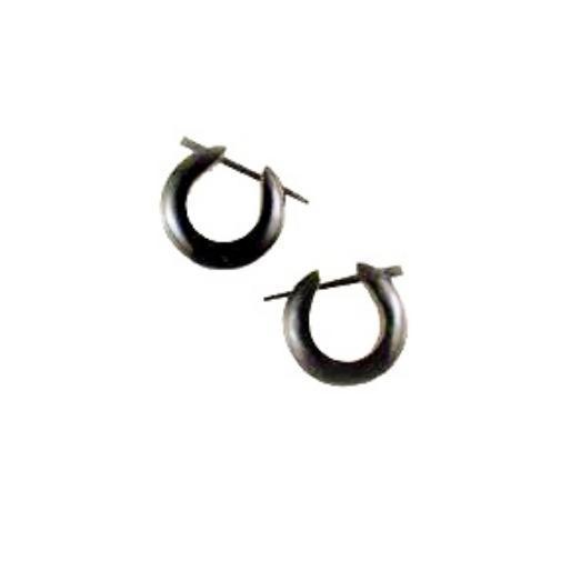 Wood Earrings :|: Basic Hoops, Horn, 5/8 inch L x 5/8 inch W. | Wooden Earrings