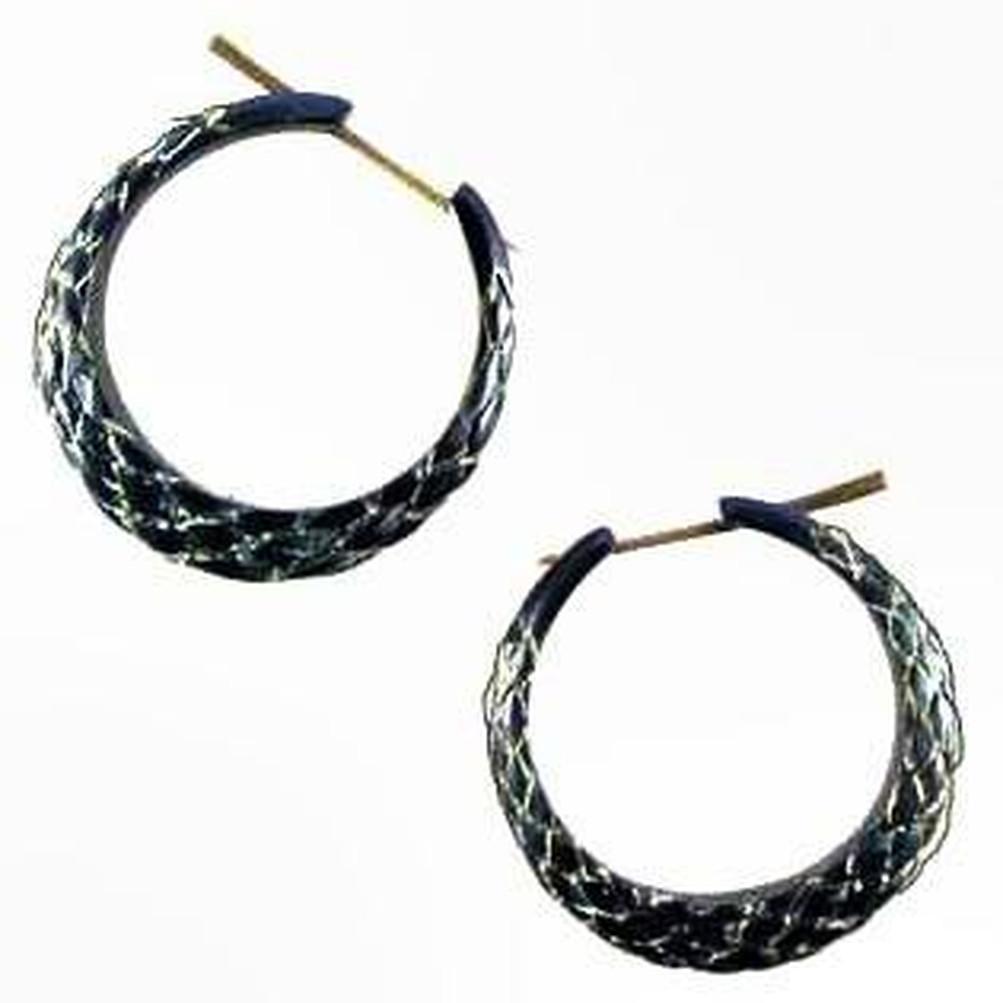 Horn Jewelry :|: Serpent Hoop. Black Earrings.
