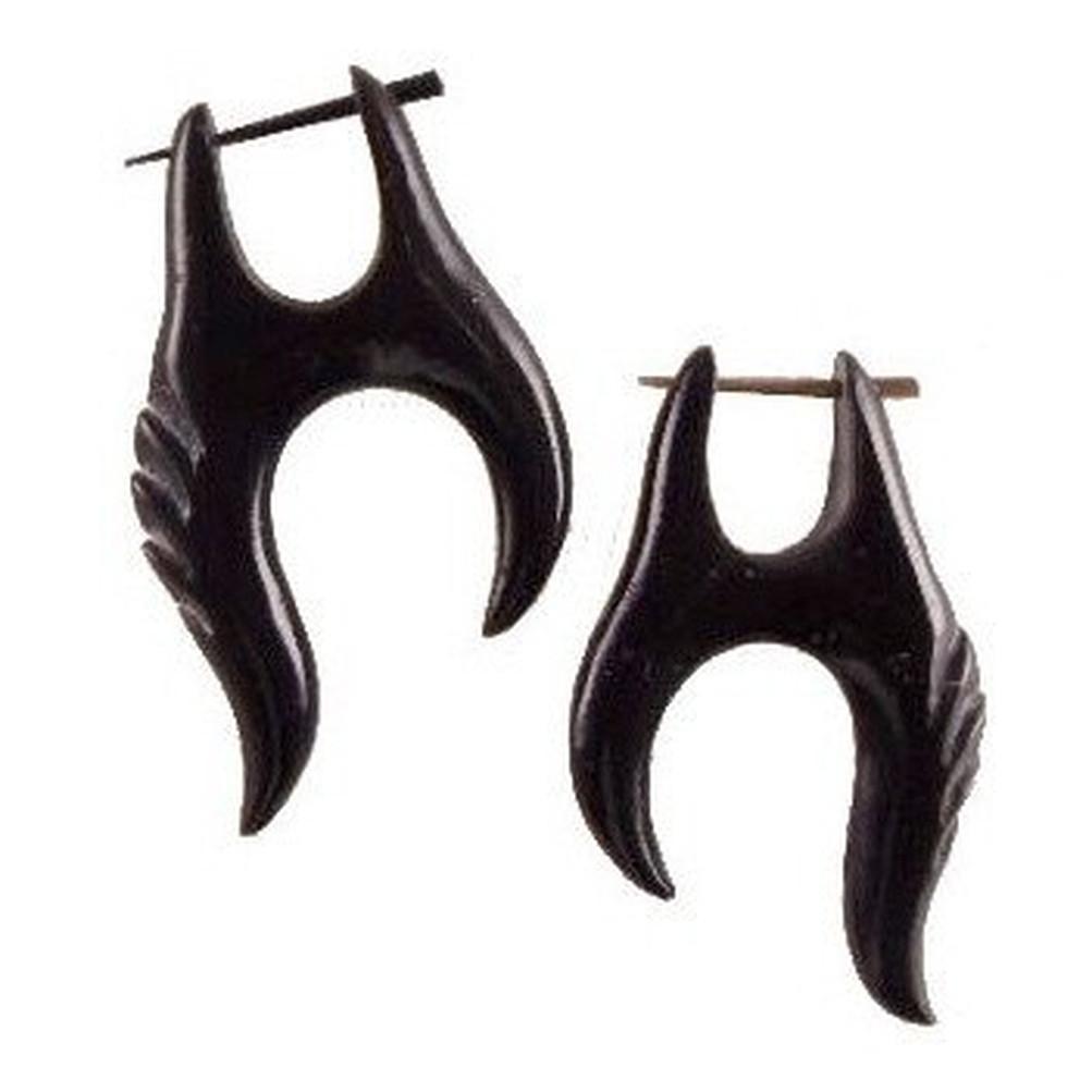 Tribal Earrings :|: Water Buffalo Horn Earrings, 1 inches W x 1 1/2 inches L. | Horn Jewelry