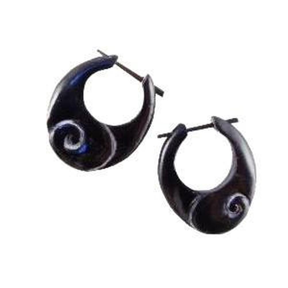 Natural Jewelry :|: Inward Hoops. Horn, 3/4 inch W x 7/8 inch L. | Tribal Earrings