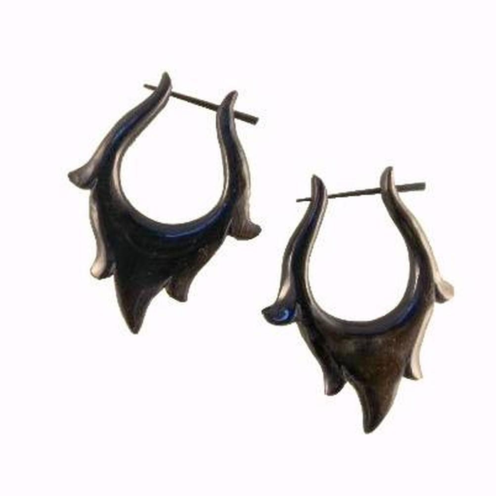 Horn Jewelry :|: Fire Leaf. Black Earrings.