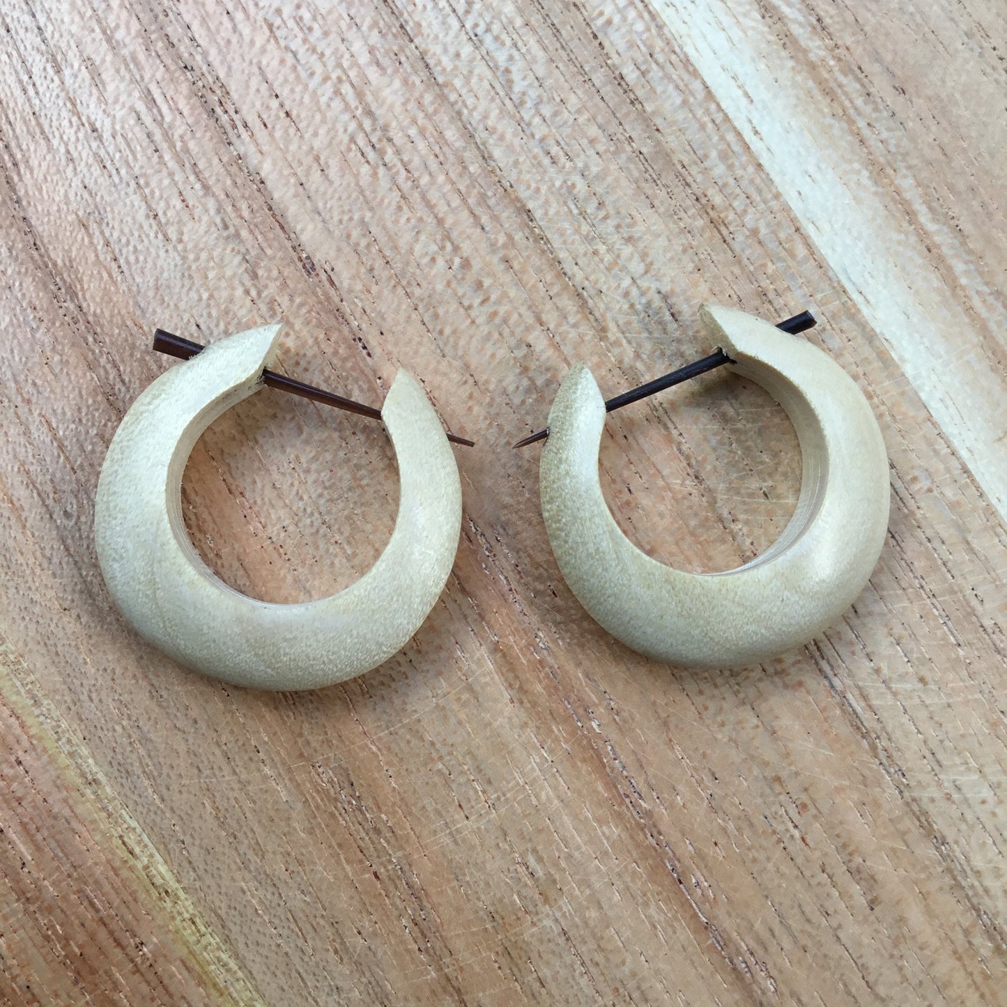 Wood Earrings, 1 inches W x 1 inches L. | Hoop Earrings