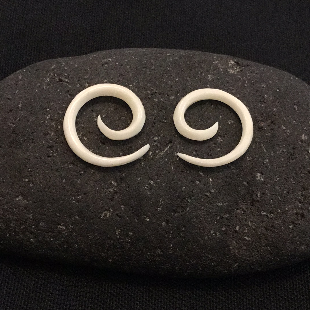 Gauge Earrings :|: Spiral. Bone 10g gauge earrings.