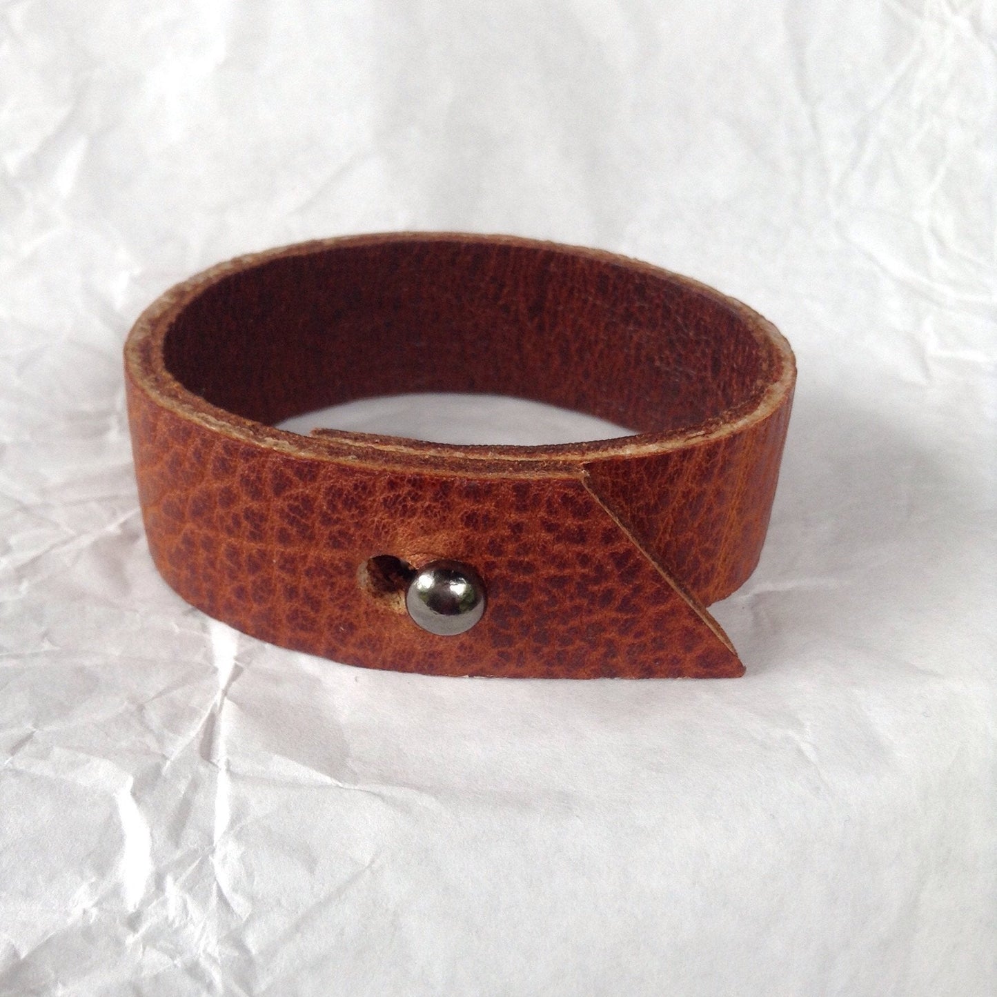 Deep Textured Bull leather and oiled deerskin bracelet.