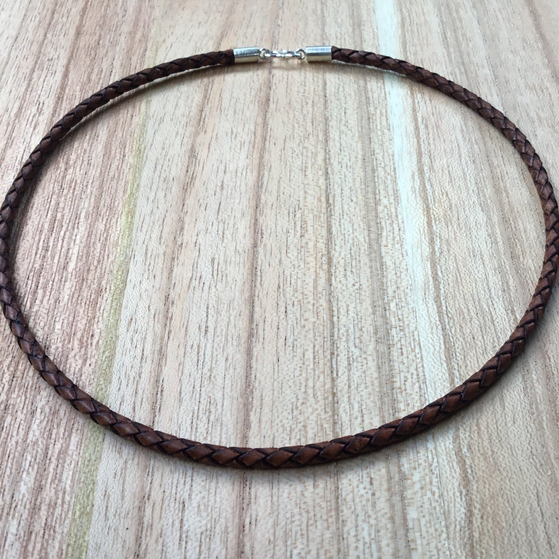 Round Brown Leather Cord Necklace 3 mm. 18