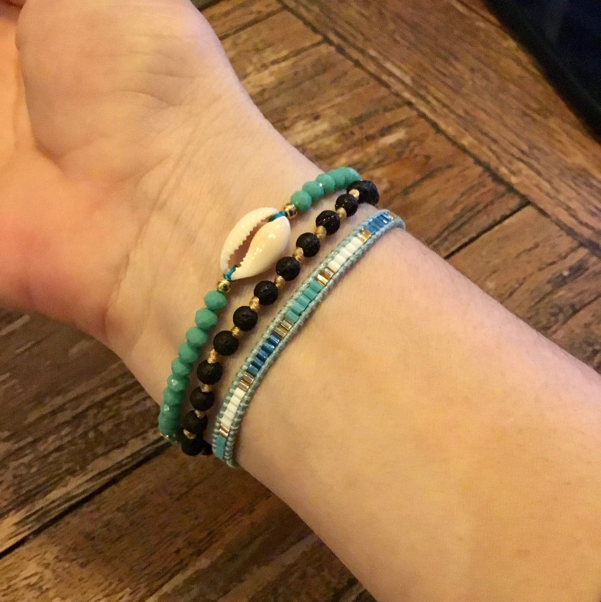 Ocean and lava blue bracelet set.