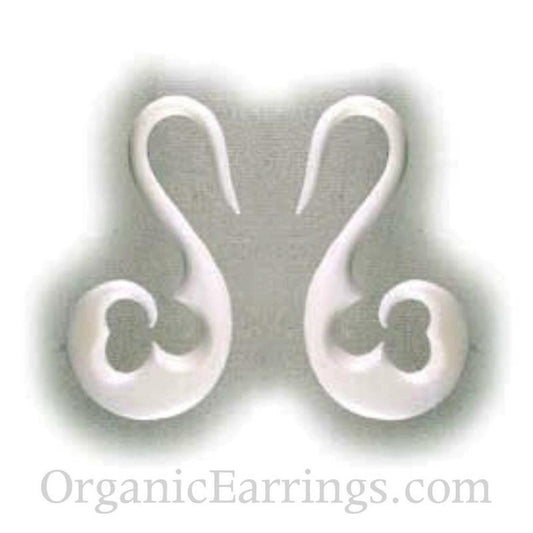 White Cheap Wood Earrings | Tribal Body Jewelry :|: White french hook, 10 gauge earrings
