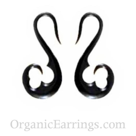 12g Earrings for stretched lobes | Tribal Body Jewelry :|: Water Buffalo Horn, french hook, 12 gauge | Piercing Jewelry
