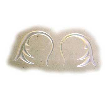8g Earrings for stretched ears | Gauge Earrings :|: Spring. mother of pearl 8g gauge earrings.