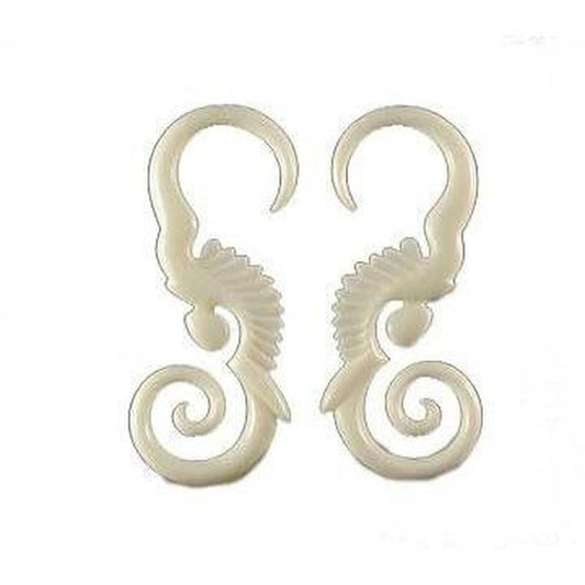 8g Gauged Earrings and Organic Jewelry | Gauges :|: Mermaid. Bone, 8 gauged Earrings. | Bone Body Jewelry