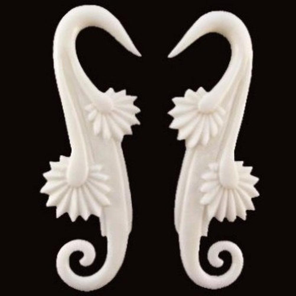 Body Jewelry :|: Willow Blossom, 4 gauge, bone. | 4 Gauge Earrings