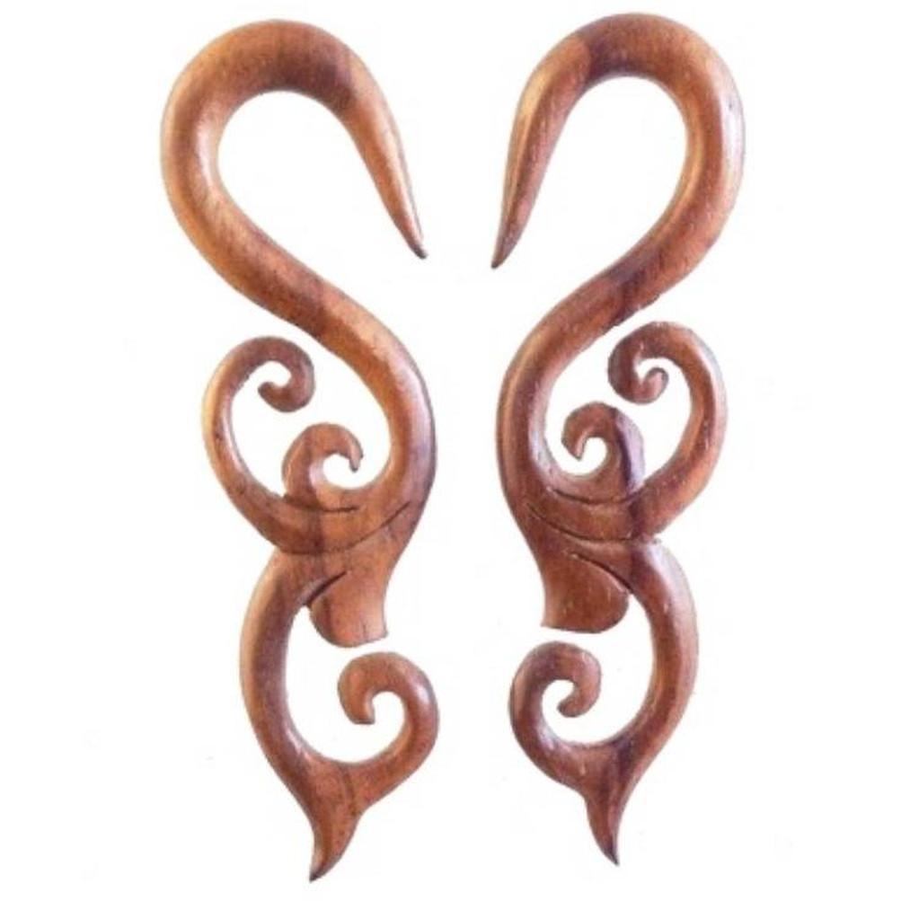 Gauge Earrings :|: Trilogy Sprout. Tropical Wood 4g gauge earrings.