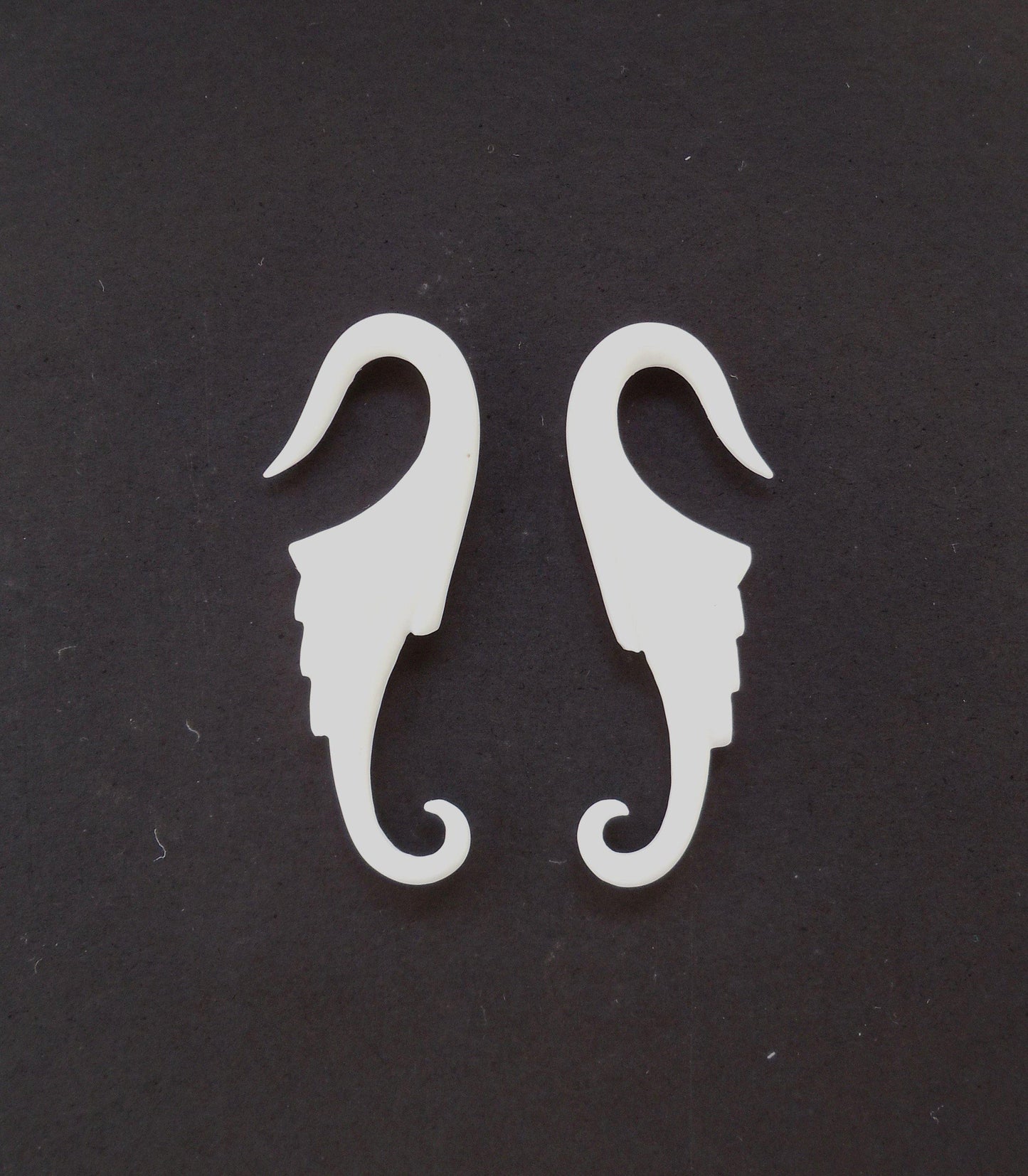 Earrings for Stretched Ears :|: Wings. Bone 12g gauge earrings.