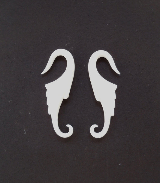 12g Bone Earrings | Earrings for Stretched Ears :|: Wings, 12 gauge earrings, white.