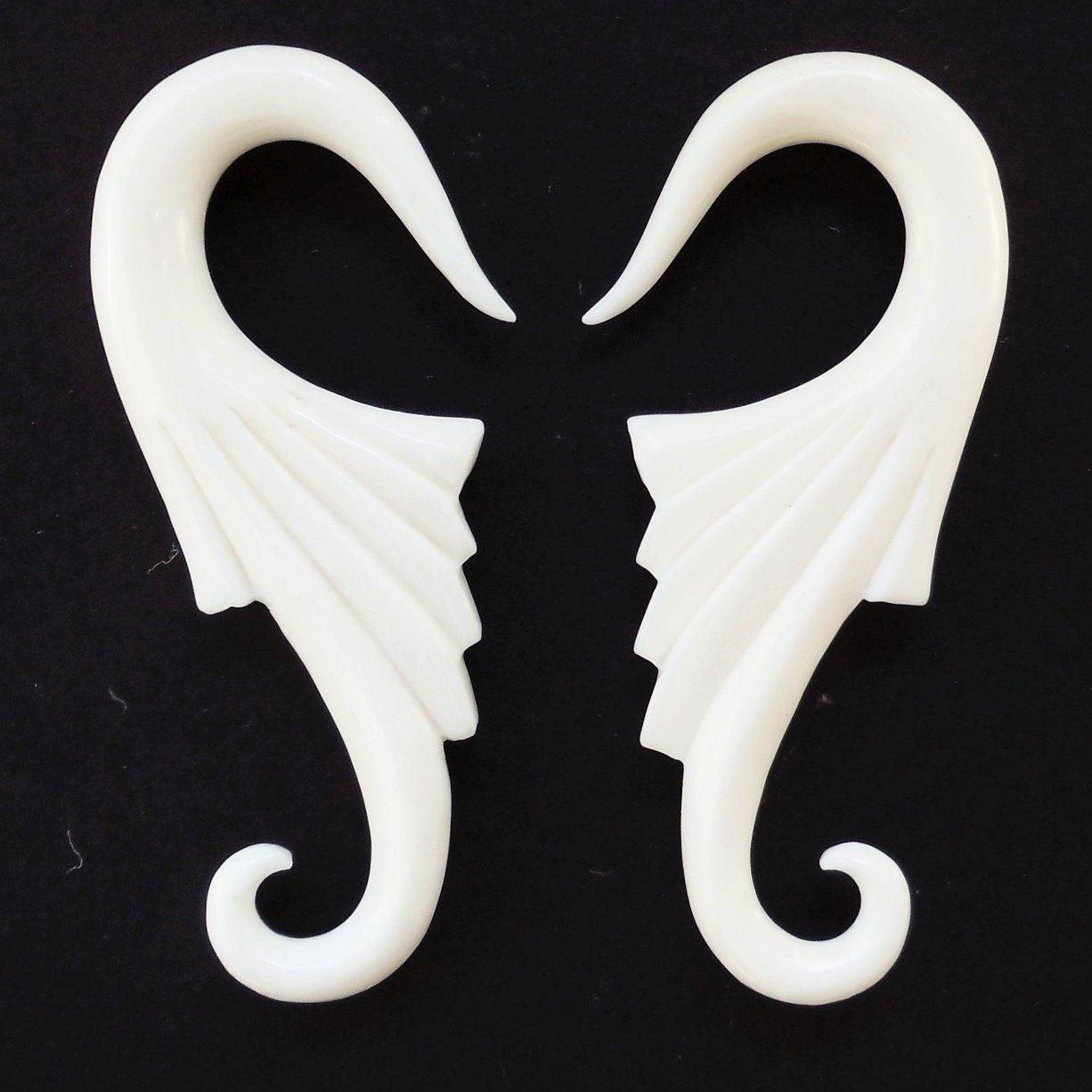 Gauges :|: Wings. 2 gauge earrings, bone.