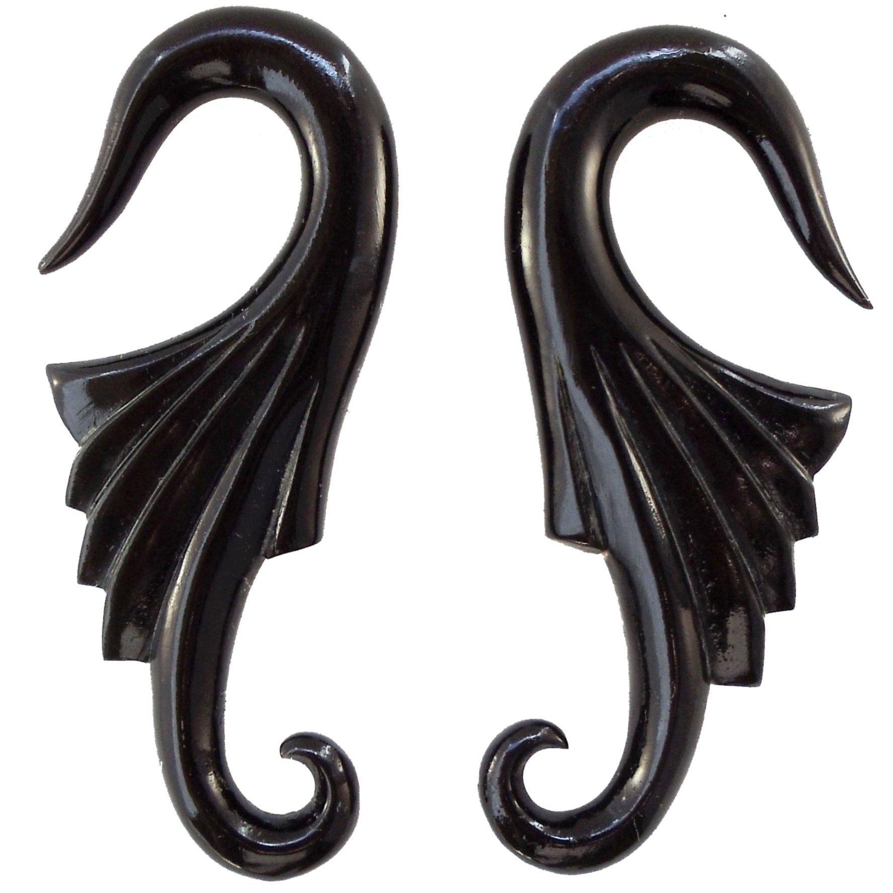 Gauges :|: Wings, 2 gauge earrings, black.
