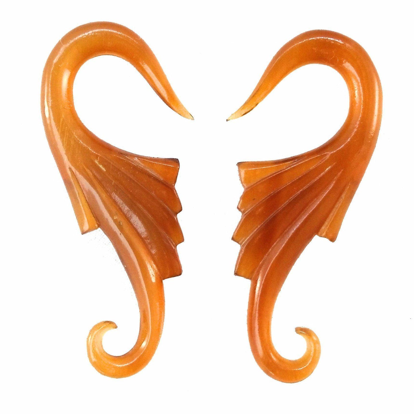 Body Jewelry :|: Wings, 4 gauge earrings, Amber Horn.