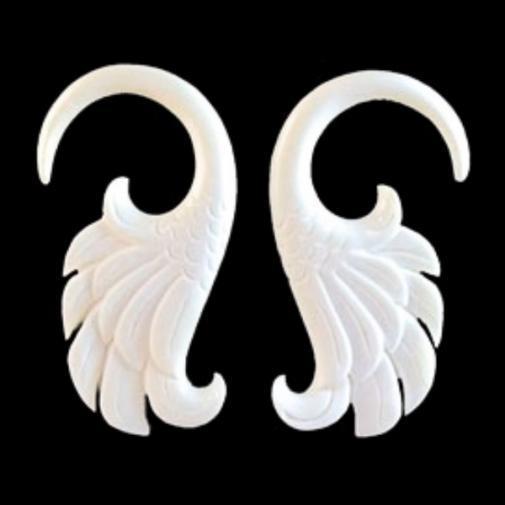 Wing Gauged Earrings and Organic Jewelry | Body Jewelry :|: Wings. Bone 6g gauge earrings.
