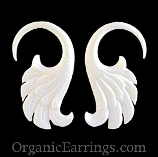 Earrings for stretched ears | Gauge Earrings :|: Wings. Bone 8g gauge earrings.