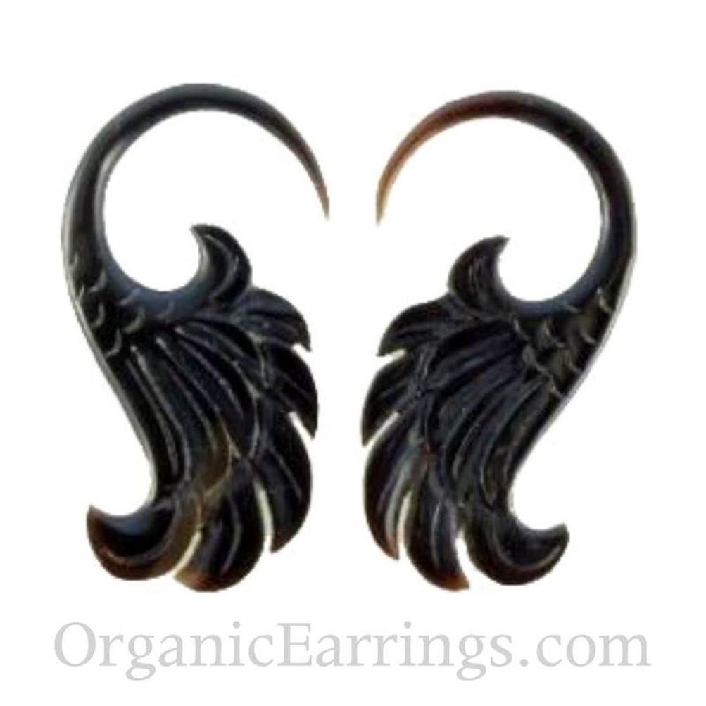 1Body Jewelry :|: Wings. 10 gauge earrings. natural black horn