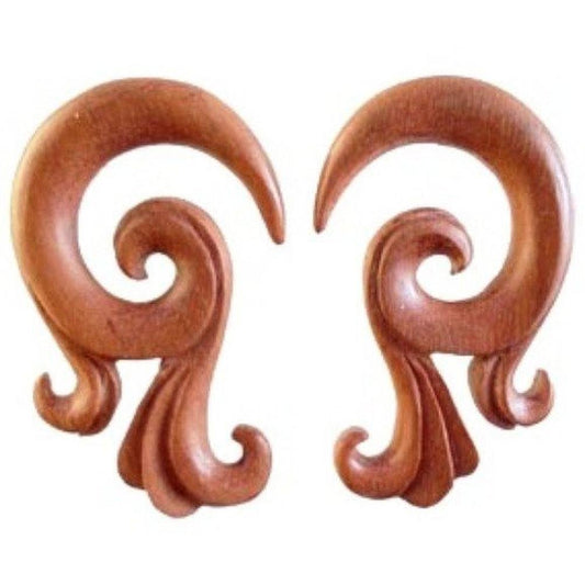 Sapote wood Earrings for stretched ears | Body Jewelry :|: Talon. Fruit Wood 00g gauge earrings.