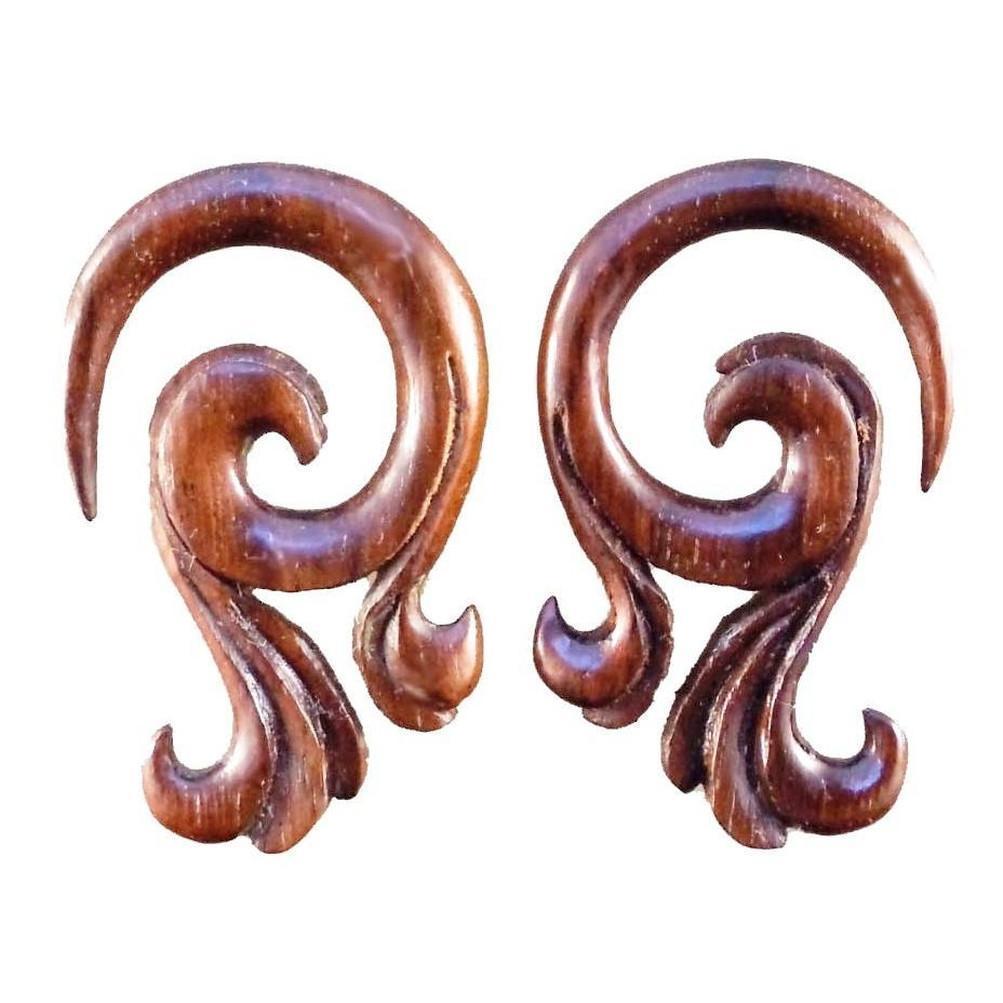 4 Gauge Earrings :|: Celestial Talon. Rosewood 4g, Organic Body Jewelry. | Wood Body Jewelry