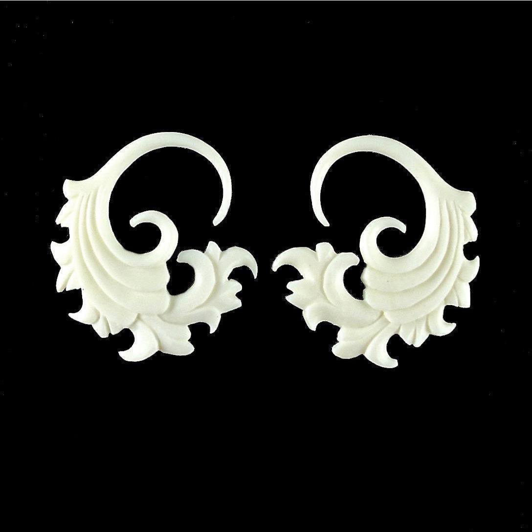 Bone Jewelry :|: Fire. 12 gauge earrings. 1 1/4 inch W X 1 1/4 inch L. bone. | 12 Gauge Earrings