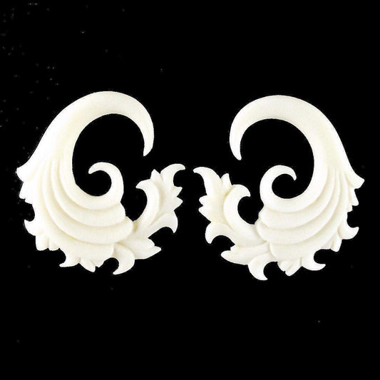 Large Earrings for stretched lobes | Piercing Jewelry :|: Fire, bone 4g, White Body Jewelry.