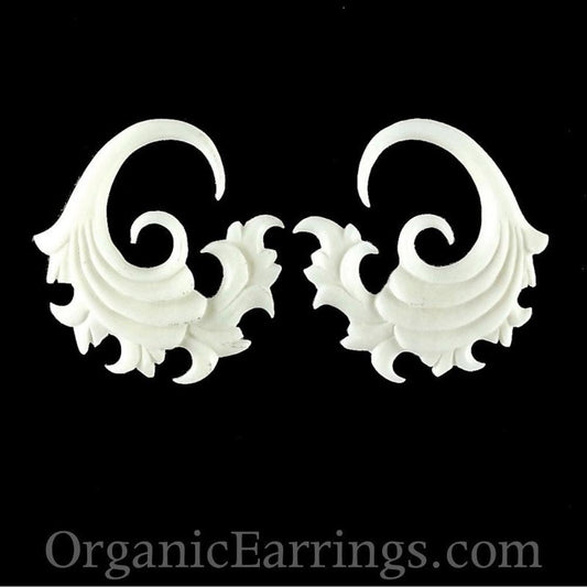 8 gauge Earrings for stretched ears | Bone Jewelry :|: Fire. 8 gauge Bone. 1 1/4 inch W X 1 1/2 inch L | Gauges