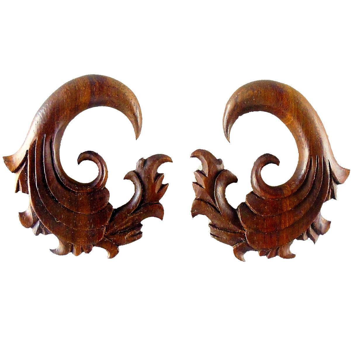 Gauges :|: Fire. 00 Gauge Rosewood Earrings. 1 3/4 inch W X 2 inch L | Wood Body Jewelry