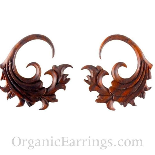 Wood Earrings for stretched lobes | Gauges :|: Fire. 10 gauge earrings, wood.