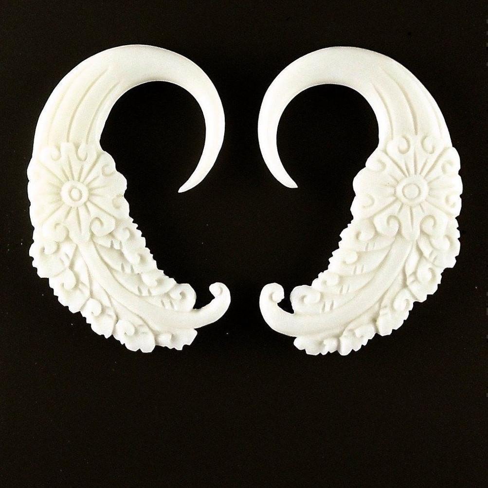 Gauge Earrings :|: Cloud Dream. Bone 6g, Organic Body Jewelry. | Piercing Jewelry