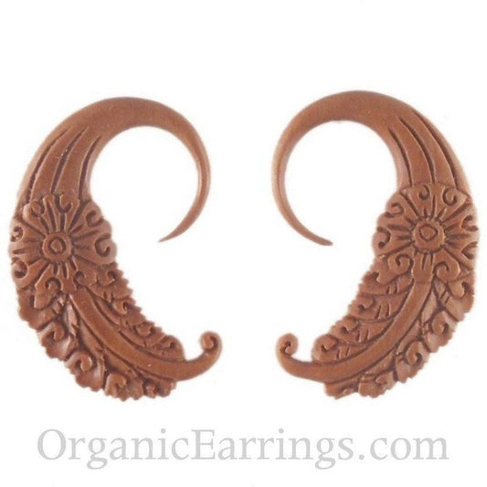 Sapote wood Earrings for stretched ears | Gauge Earrings :|: Day Dream. Fruit Wood 12g gauge earrings.