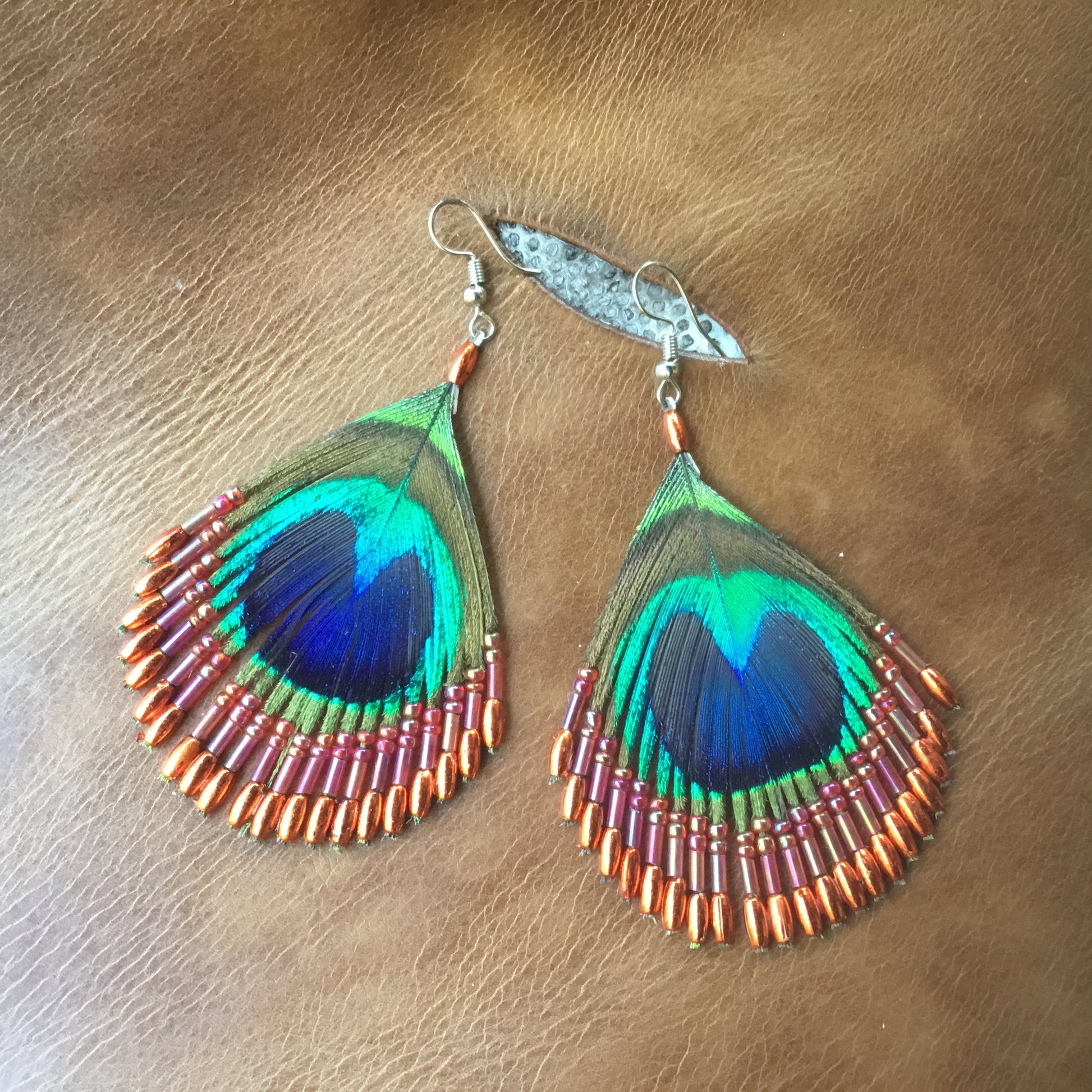 retro peacock earrings.