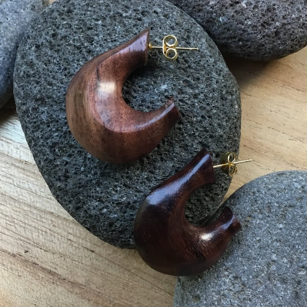rosewood gold hoop stud earrings