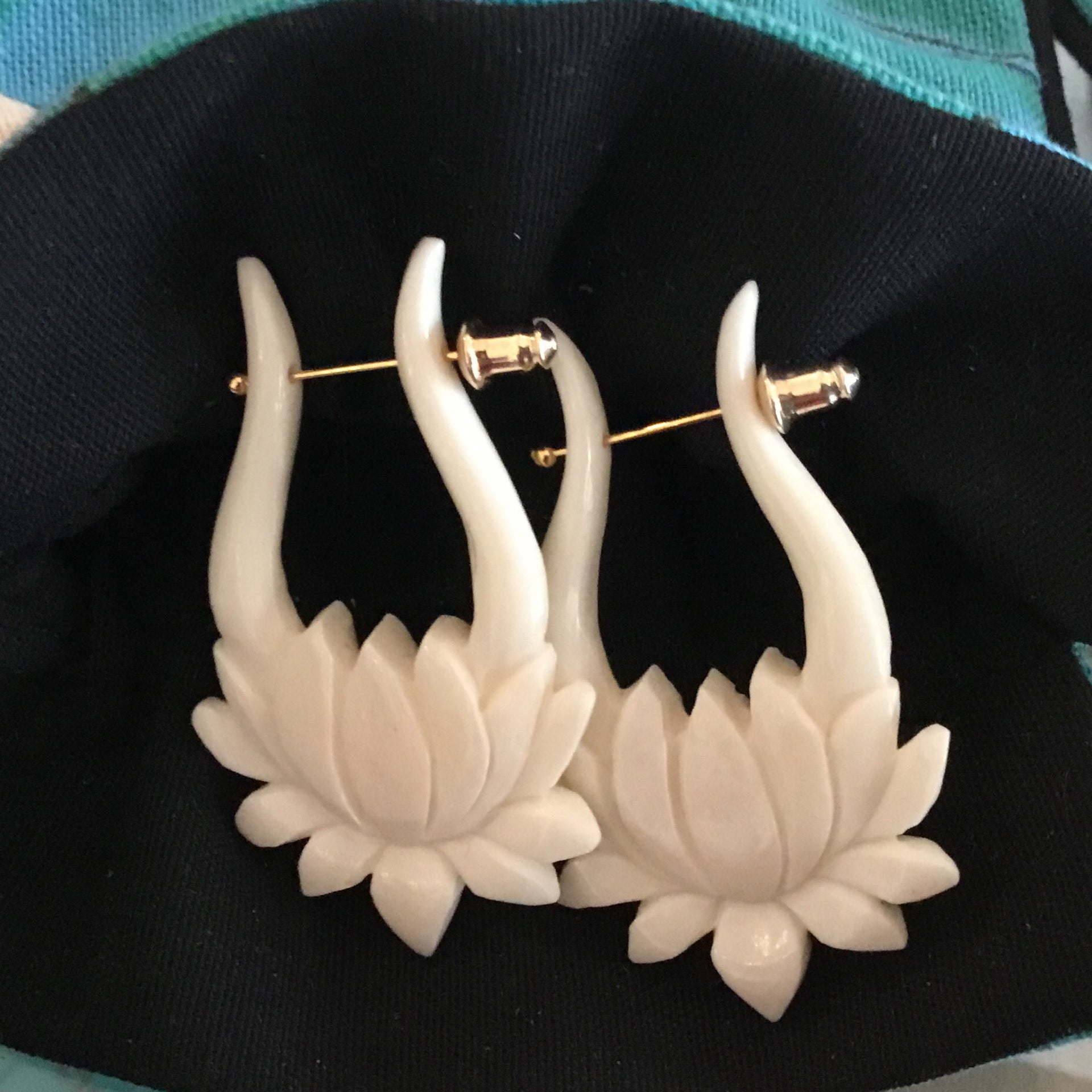 white lotus earrings