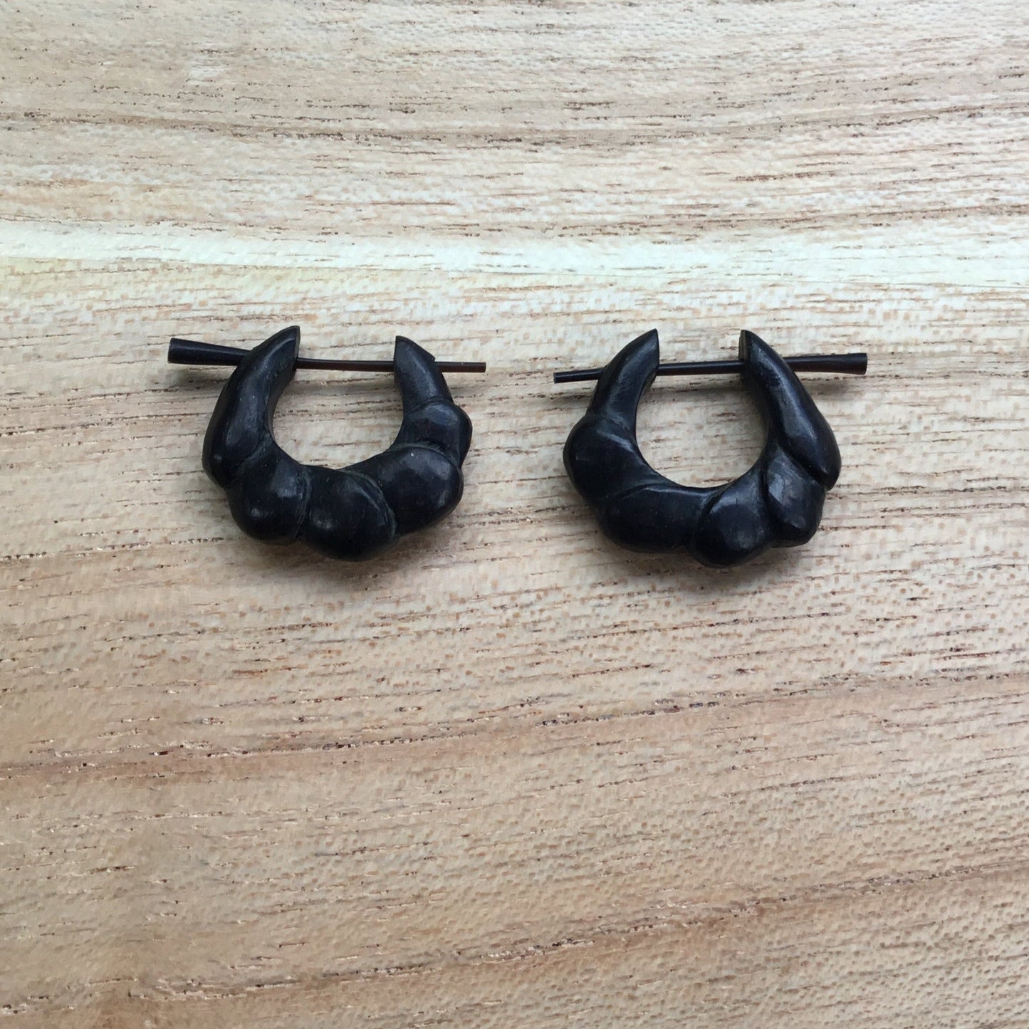 black ebony wood earrings