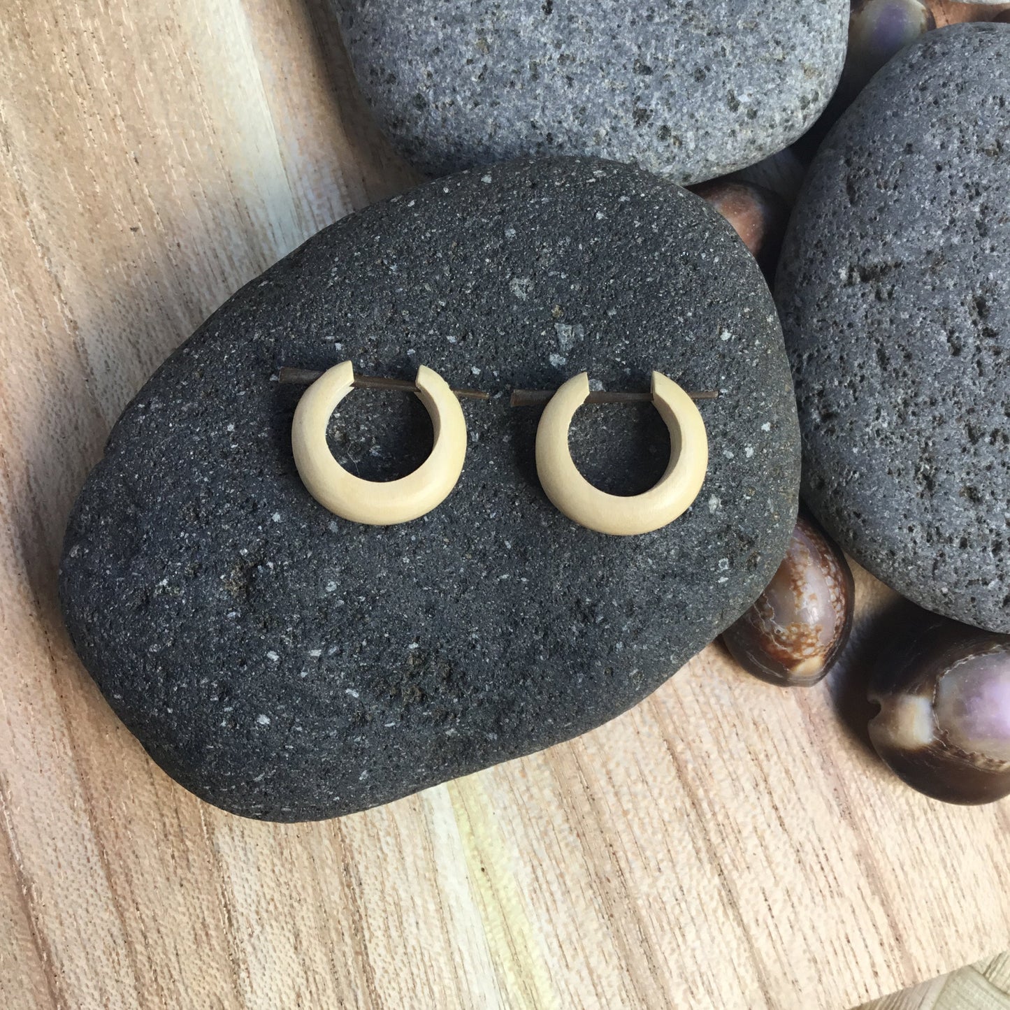 small light wood earrings