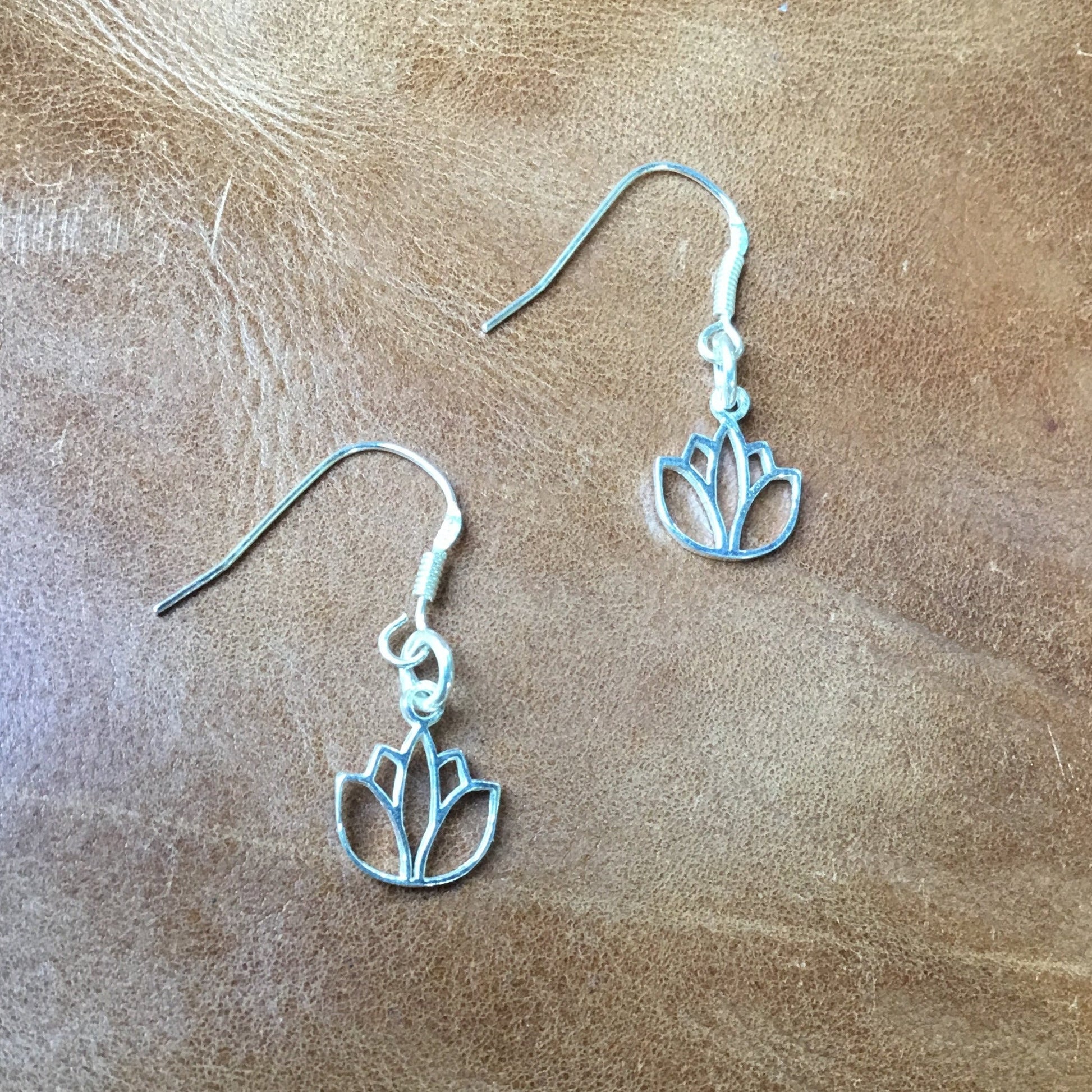 small silver water lily earrings.