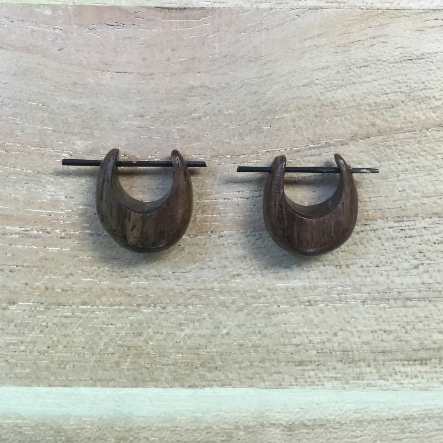 small wood earrings.