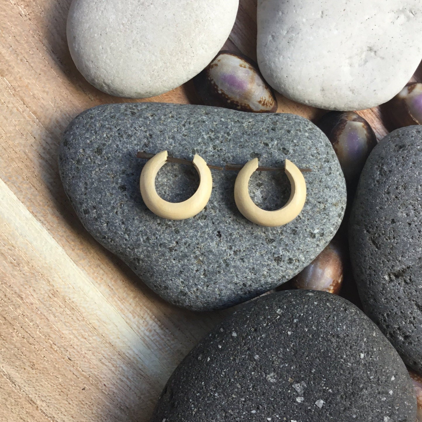 small wood hoop earrings