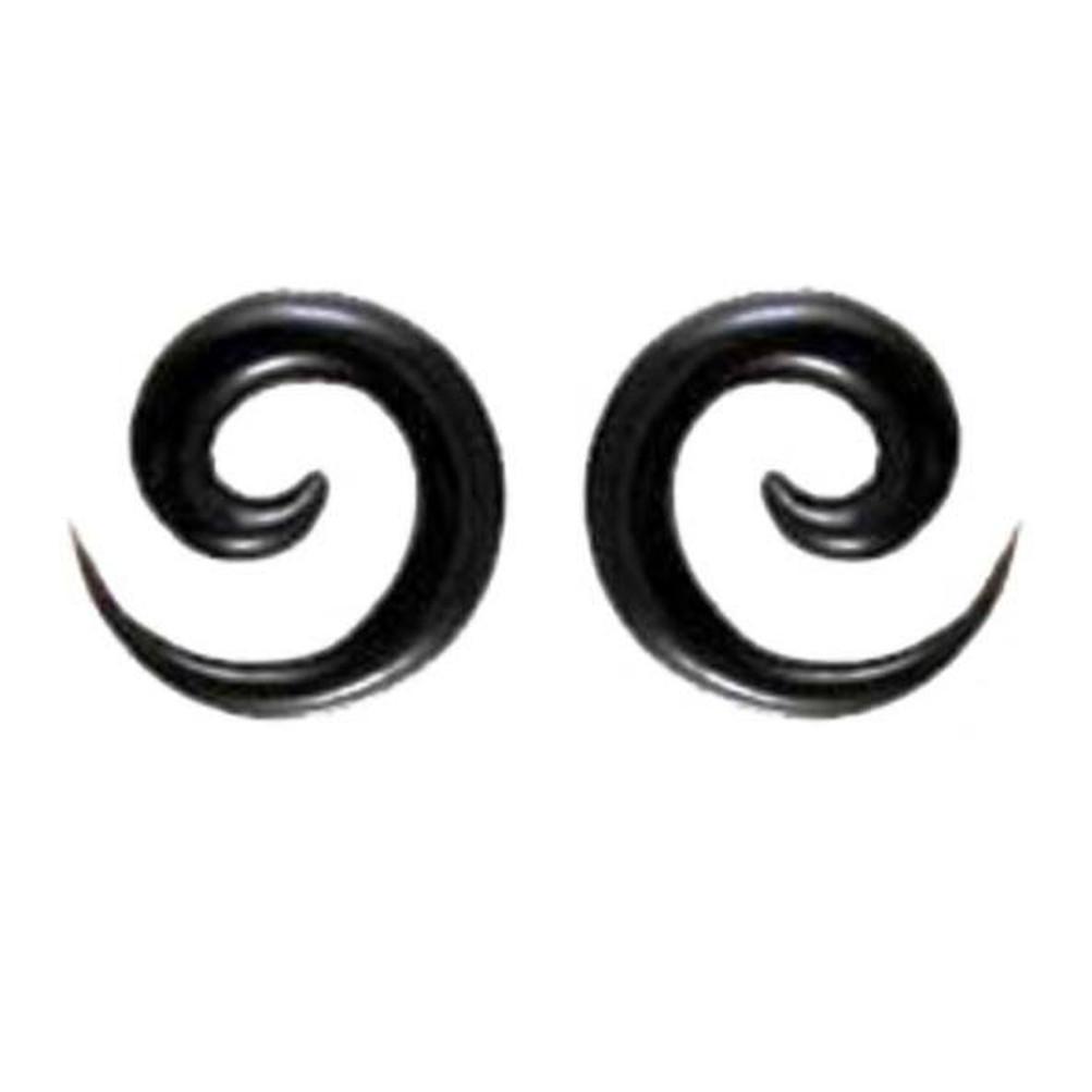 Gauge Earrings :|: Black Spirals, 2 gauge earrings,