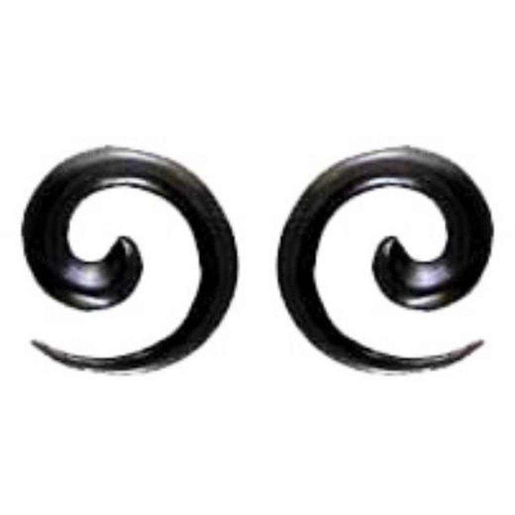 Gauge Earrings :|: Black Spirals, 4 gauge earrings
