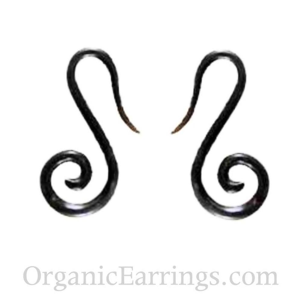 10 Gauge Earrings :|: Water Buffalo Bone, french hook spiral, 10 gauge | Piercing Jewelry
