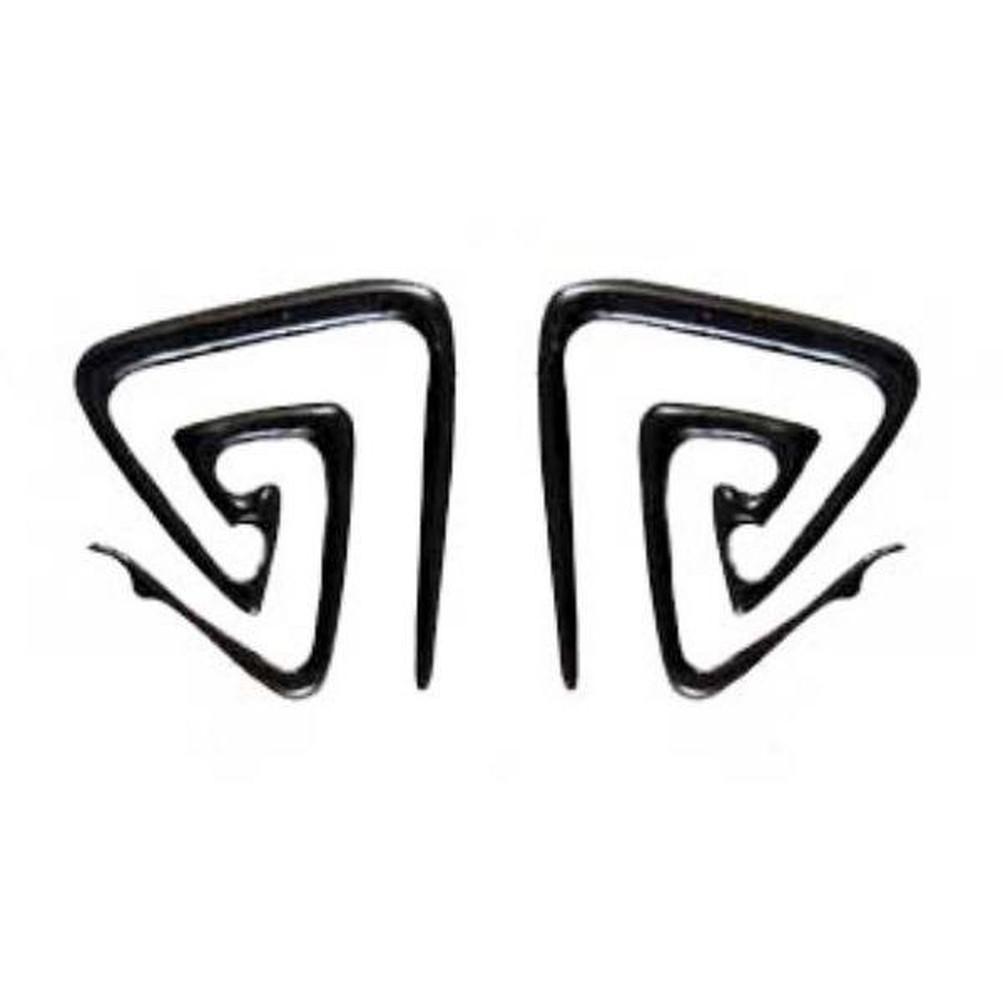 Gauge Earrings :|: Double triangle spiral. Horn 6g Body Jewelry. Black.