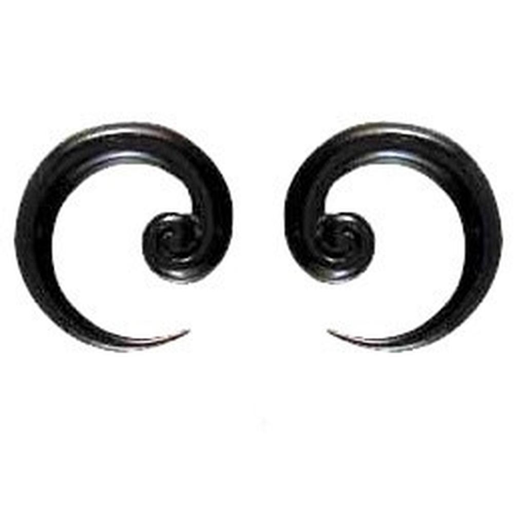 2 Gauge Earrings :|: Water Buffalo Horn, size 2 gauges. Black. | Piercing Jewelry