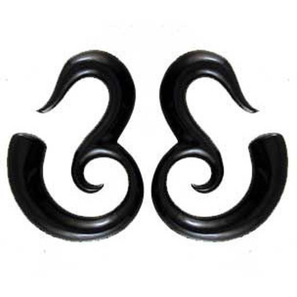 Gauge Earrings :|: Mandalay Spirals. Horn 0g gauge earrings.