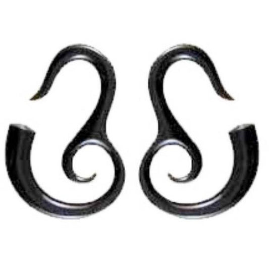 Buffalo  Horn Jewelry | Gauges :|: Black 6 gauge earrings