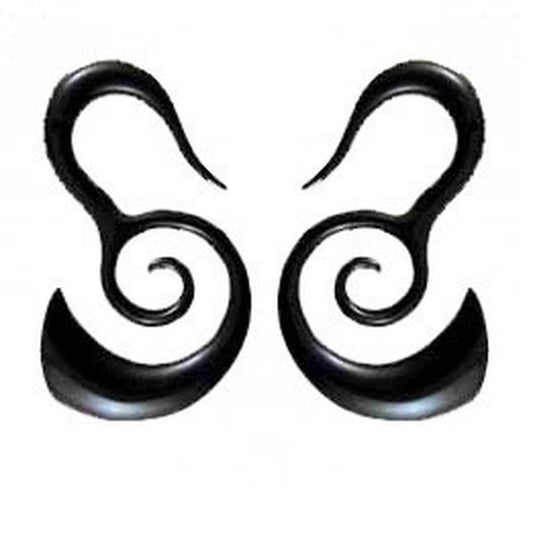 For stretched ears Horn Jewelry | Gauges :|: Black 4 gauge earrings